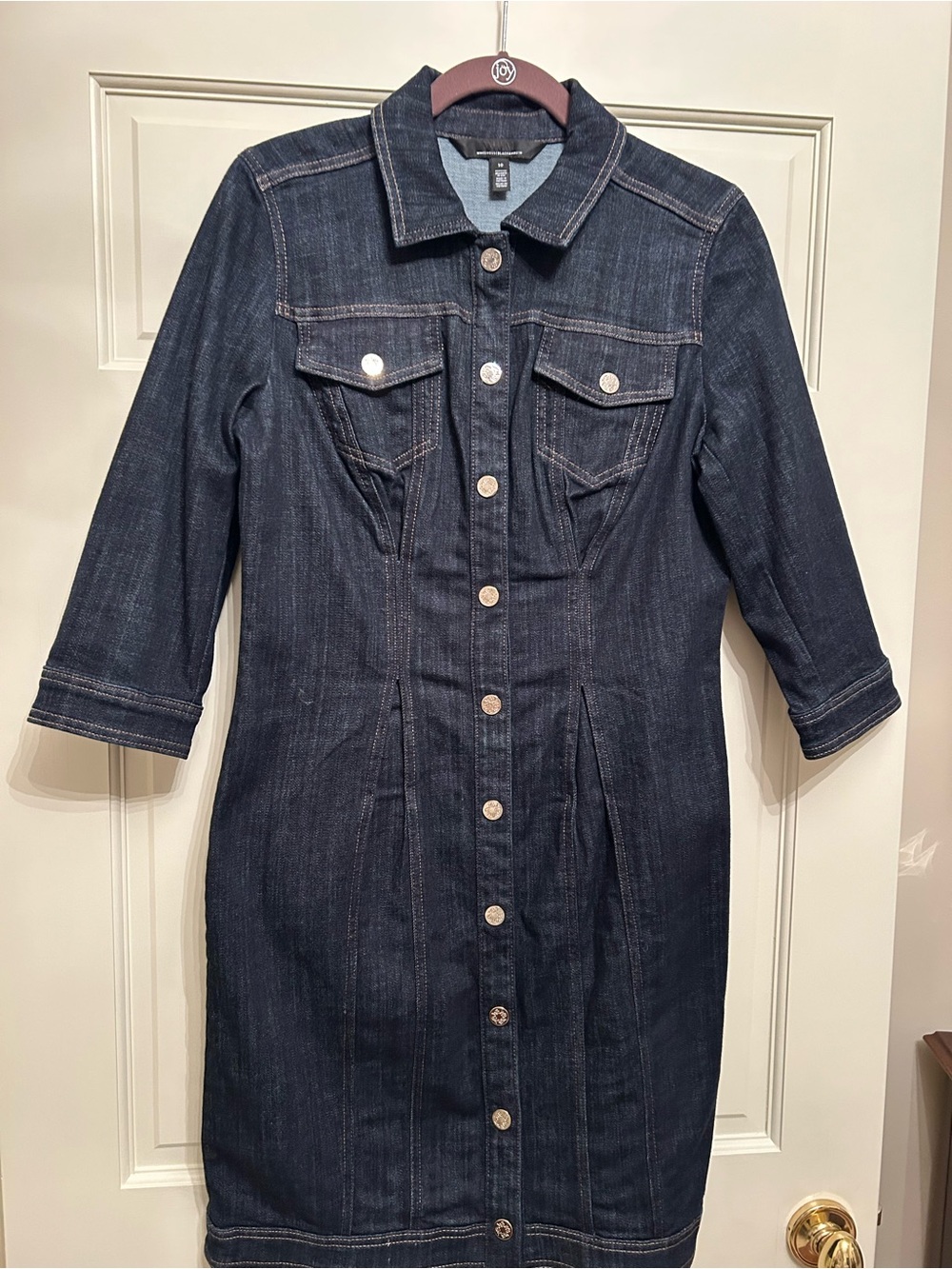 Dark Indigo Button-Front Denim Dress White House black market - Picture 9 of 9